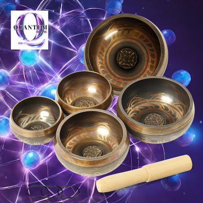 Quantum Healing Tibetan Turned Singing Bowl Set