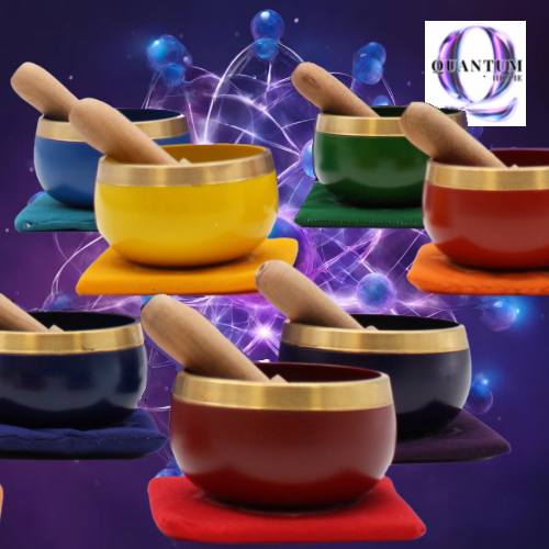 Quantum Chakra 7 Indian Brass Singing Bowl Set