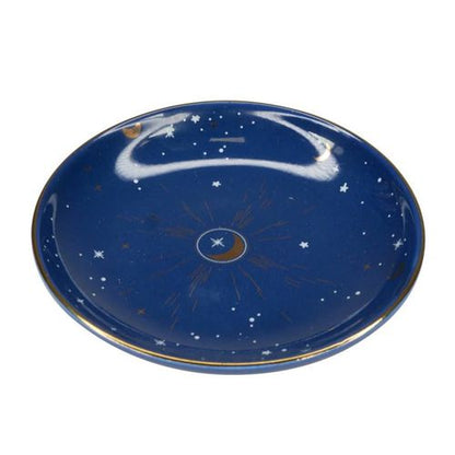 10.5cm Ceramic Blue Crescent Moon Trinket Dish