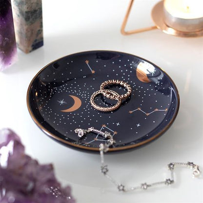 10.5cm Ceramic Dark Purple Star Sign Trinket Dish