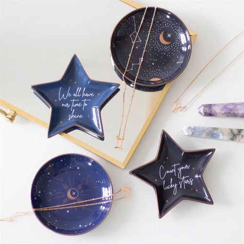 10.5cm Ceramic Dark Purple Star Sign Trinket Dish